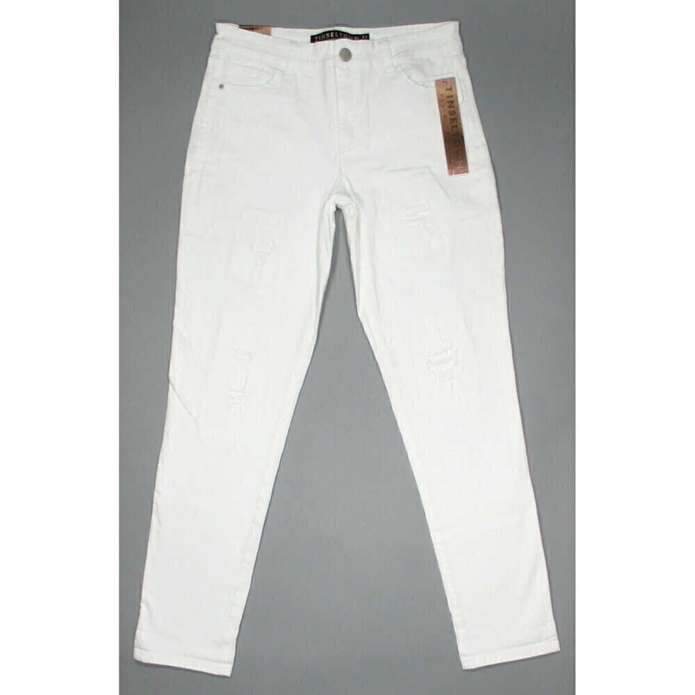 Tinseltown Skinny Boyfriend Size 1 Juniors White Rip Repair Distressed 26x30 New
